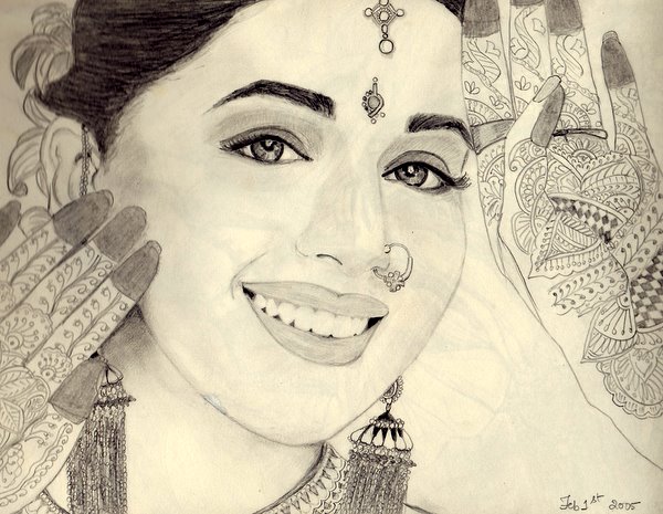 Madhuri Dixit pencil sketch