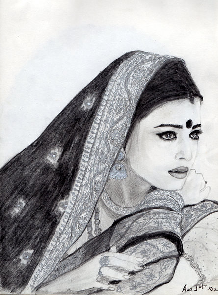 aishwarya rai devdas pencil sketch