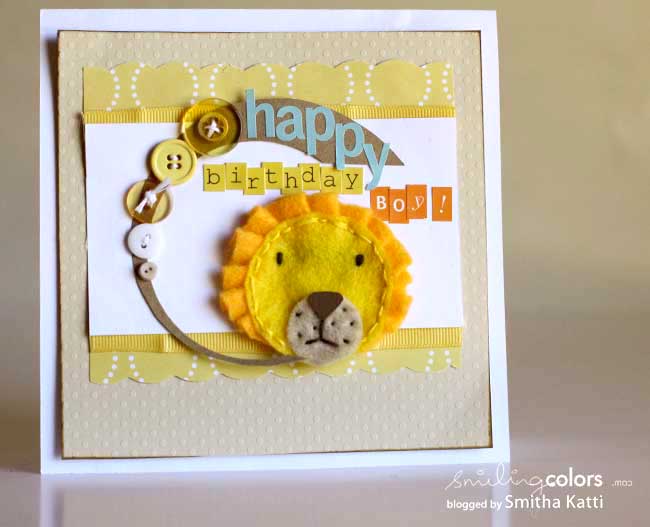 felt cards lion birthday handmade card