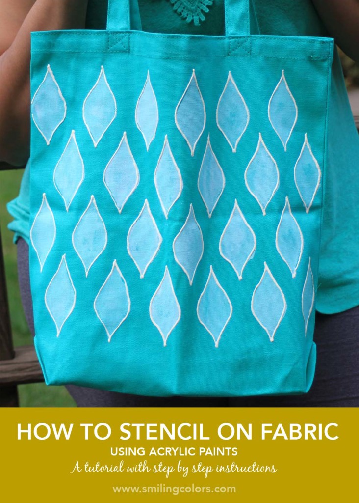 How to Stencil on Fabric using Acrylic Paints- Tutorial on www.smilingcolors.com