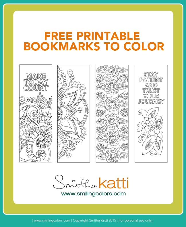 free printable bookmarks to color