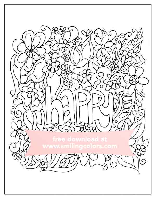 free happy coloring page