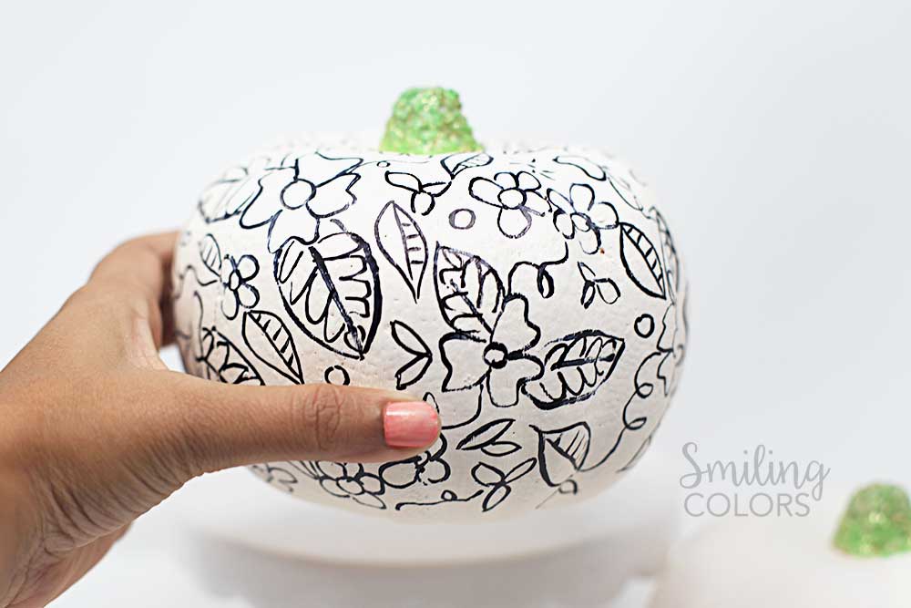 Doodling on a pumpkin with Tombow Marker