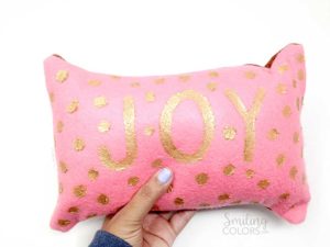 hand lettering on felt JOY