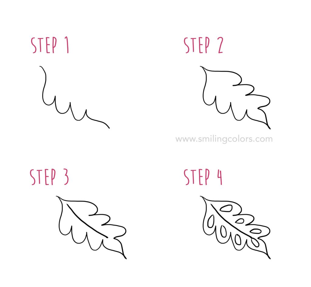 how to doodle oak leaf