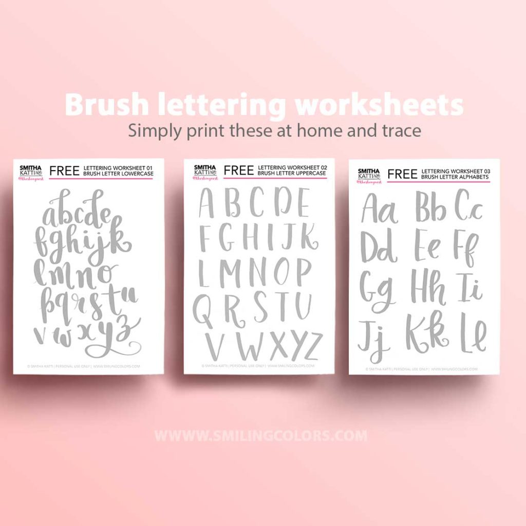 Brush lettering worksheets