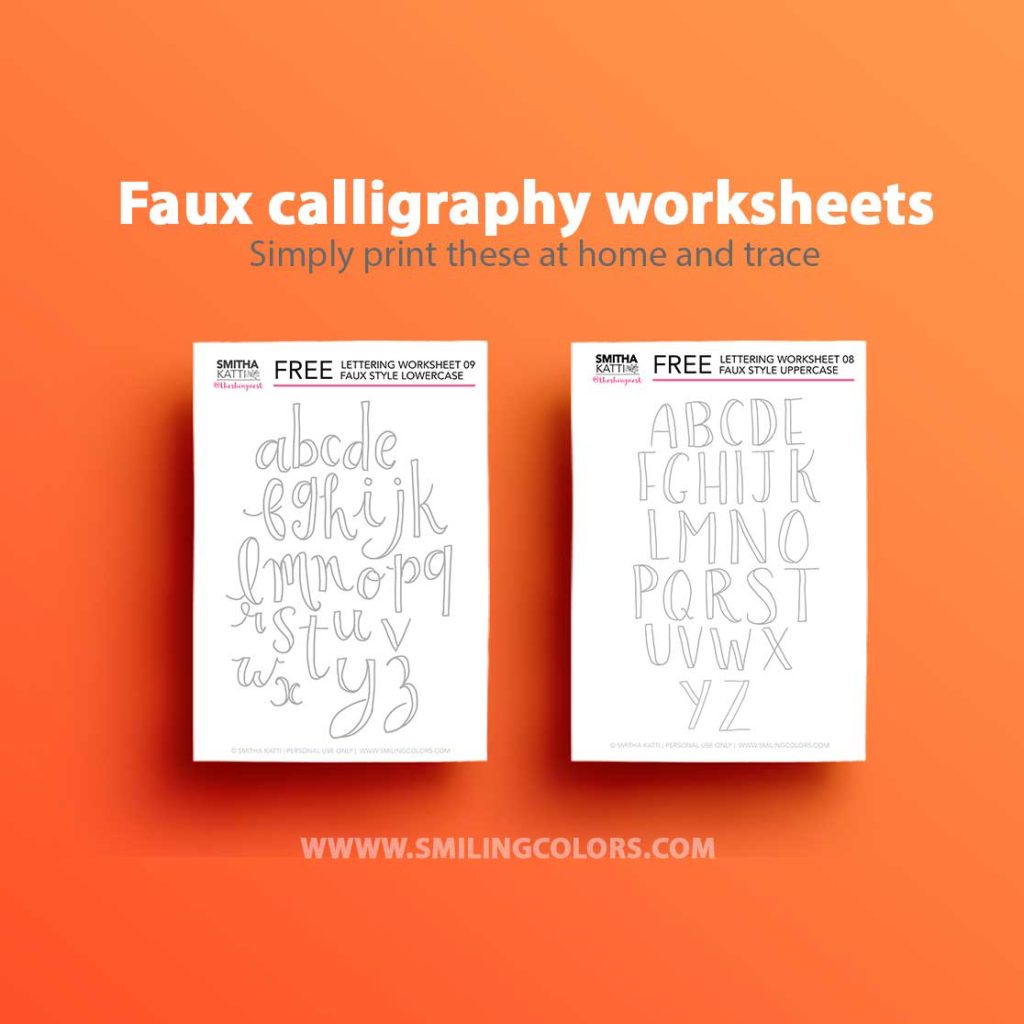 Faux calligraphy worksheets