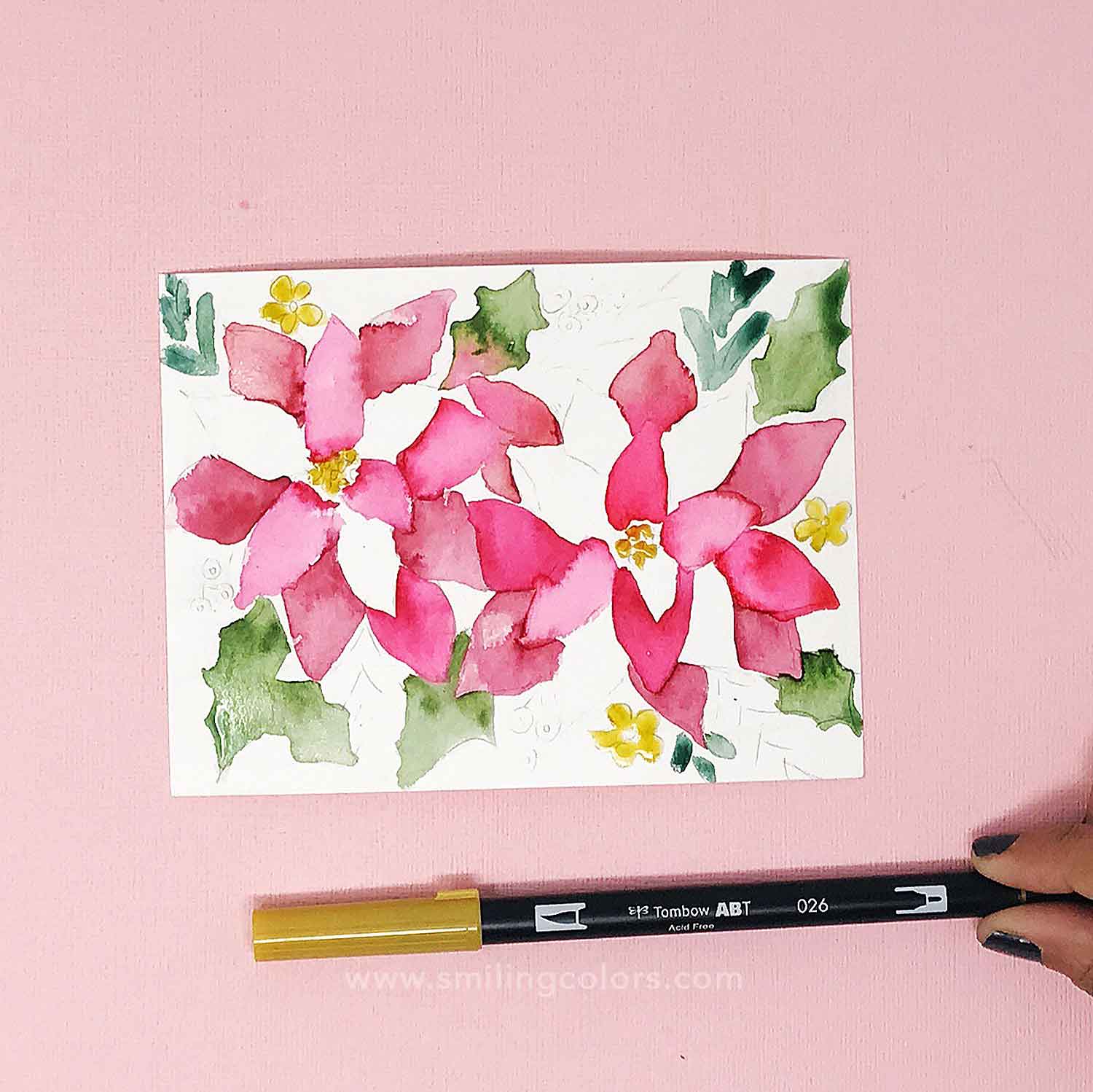 TOMBOW 026 Watercolor-Poinsettia-Tutorial-step7