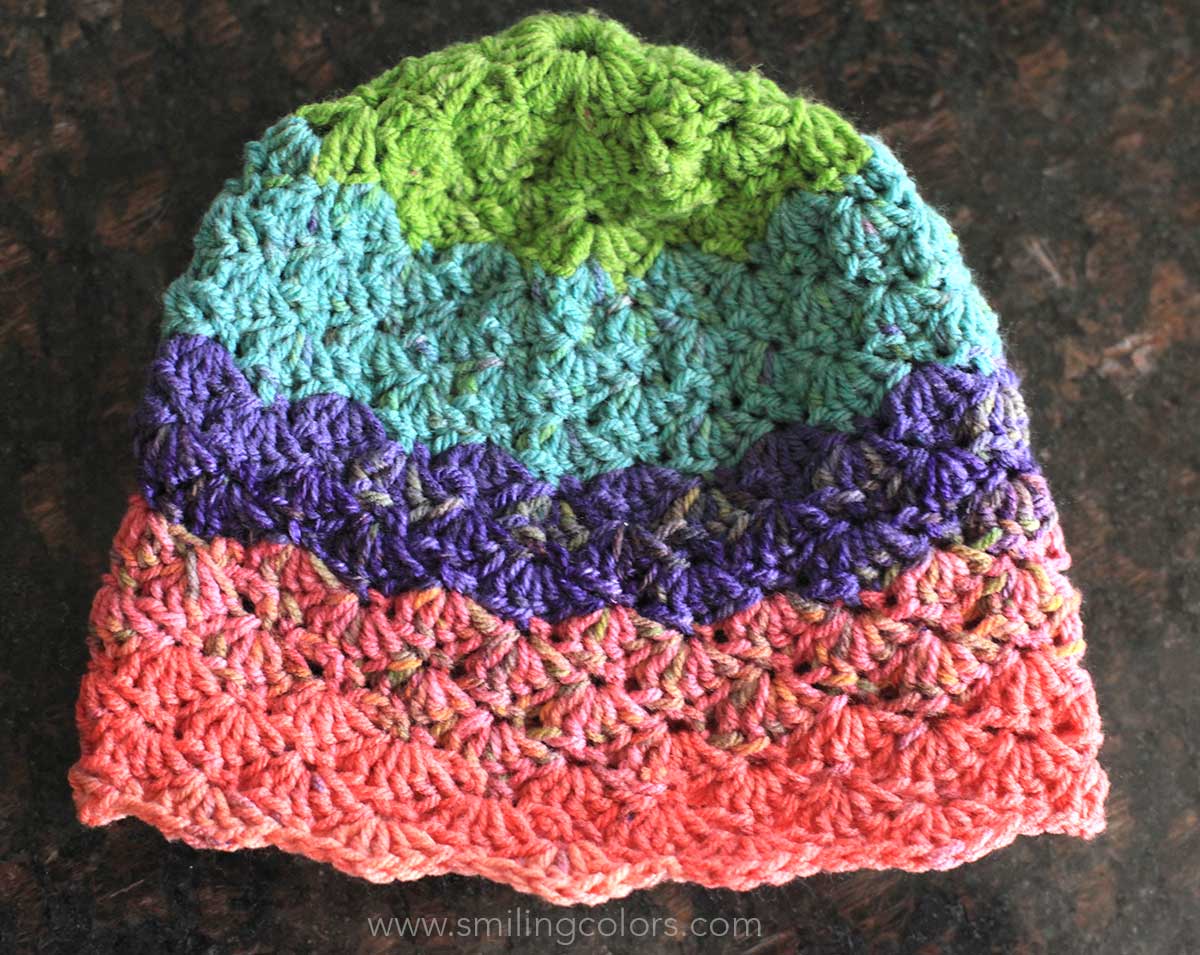 Shell stitch crocheted hat