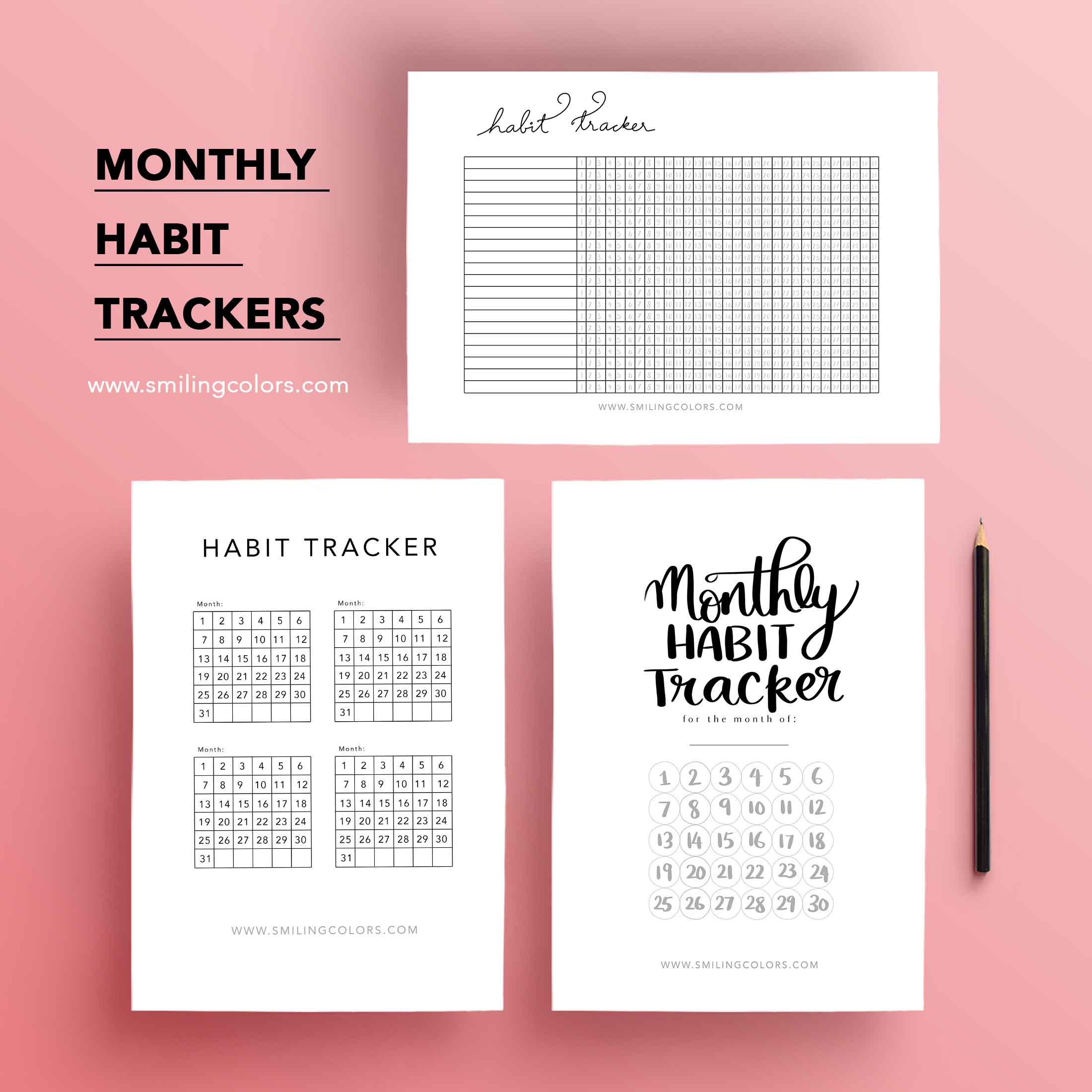 Monthly habit tracker printable