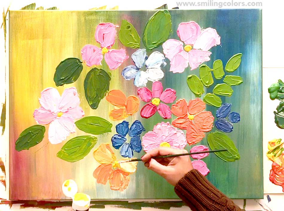 easy flower paintings tutorial