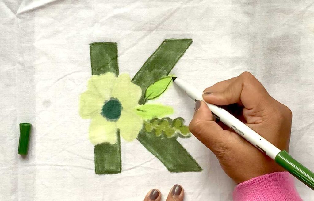 alcohol markers on fabric