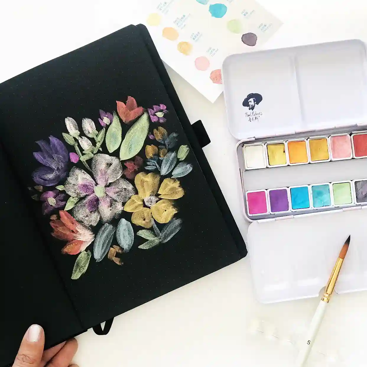 watercolor-painting-on-black-paper