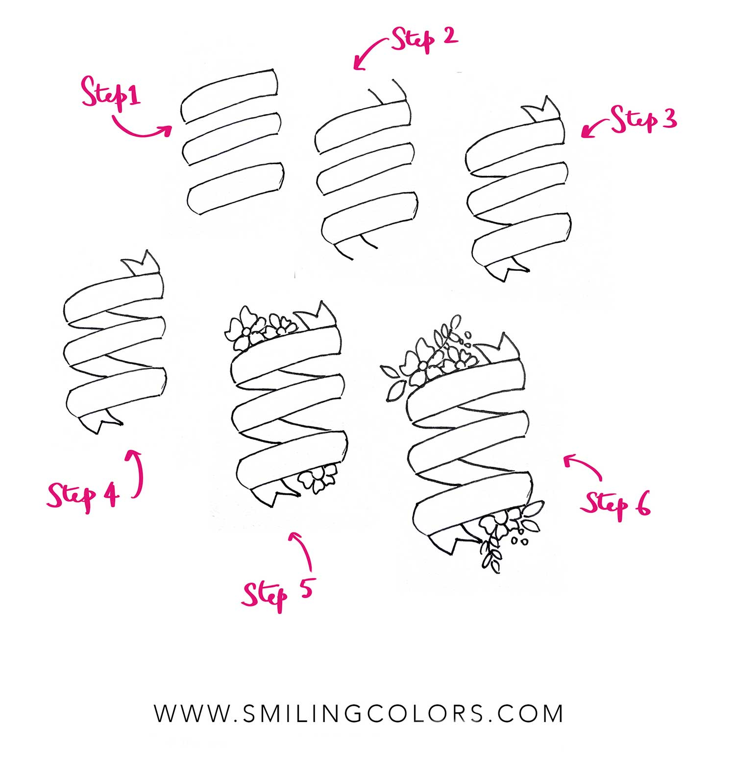 how to draw a ribbon banner step by step