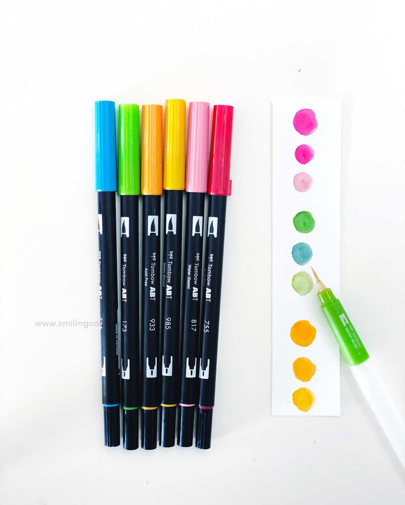 watercoloring with tombow markers