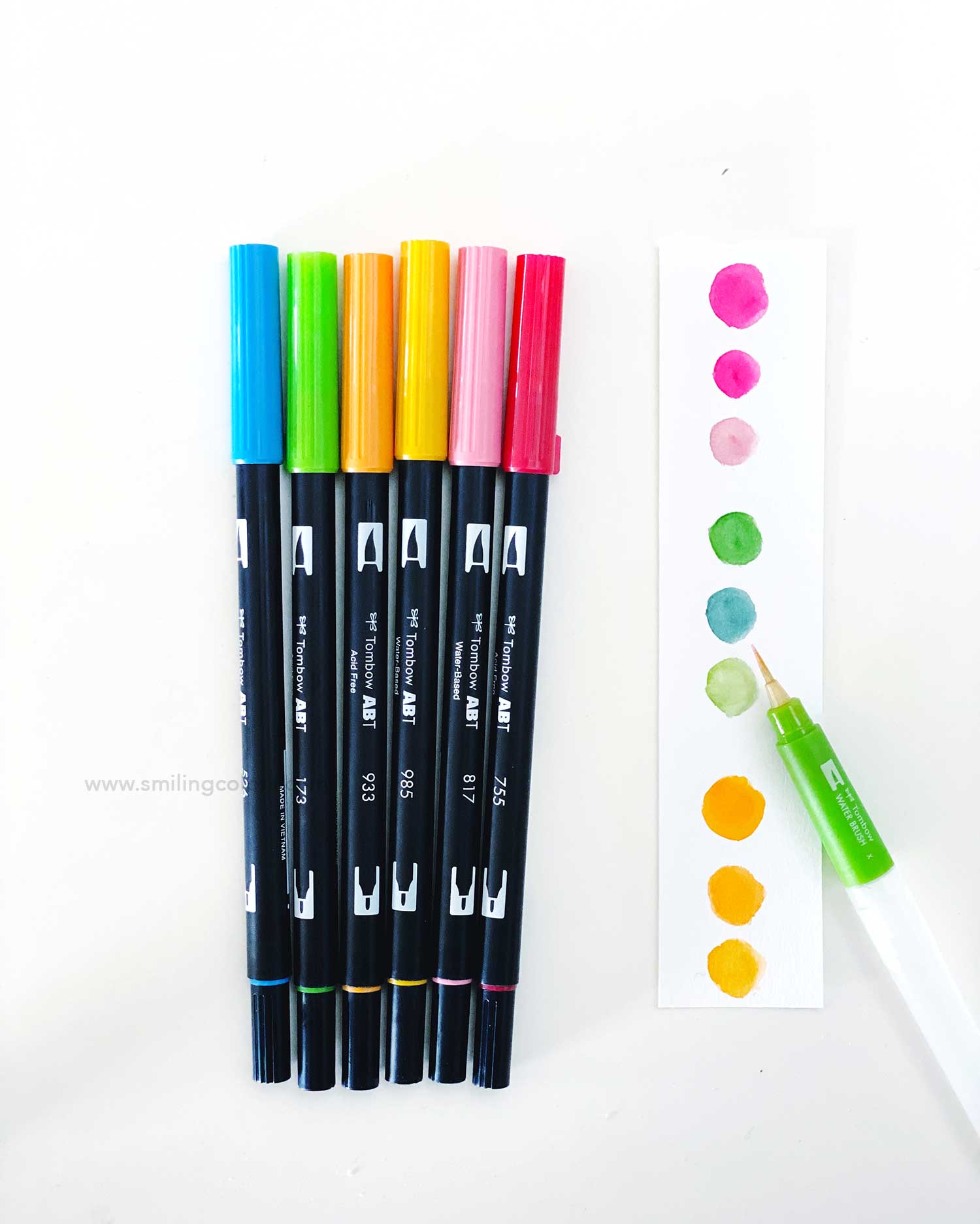 watercoloring with tombow markers