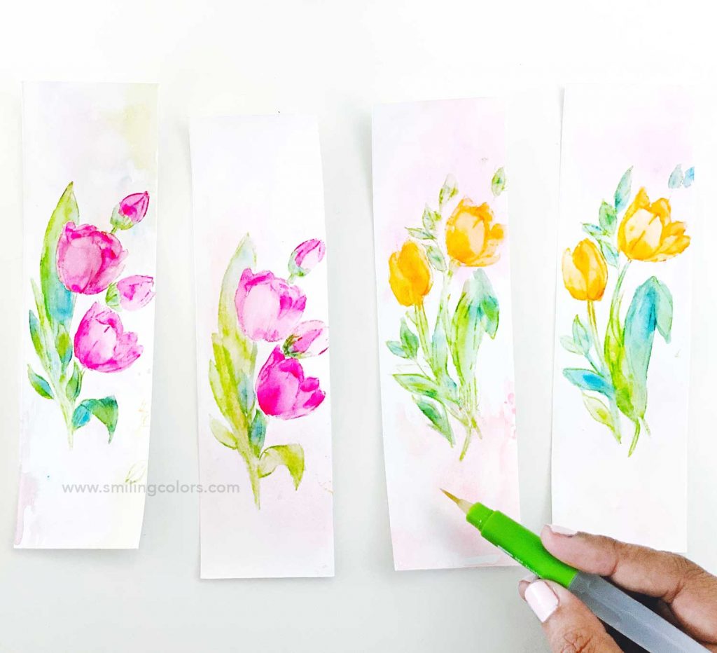 Stamping with markers tulip stamp waffle craft