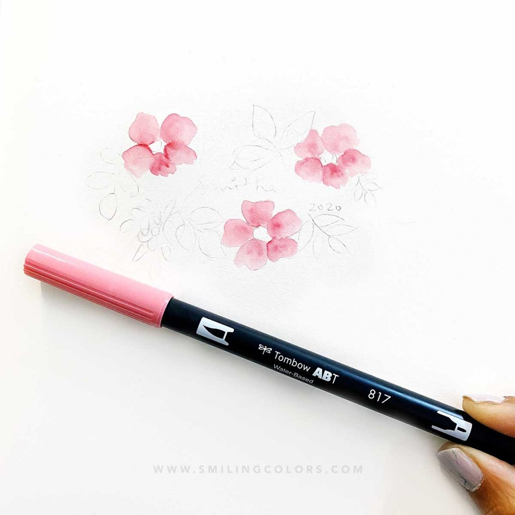 how to use a watercolor pen to paint simple flowers