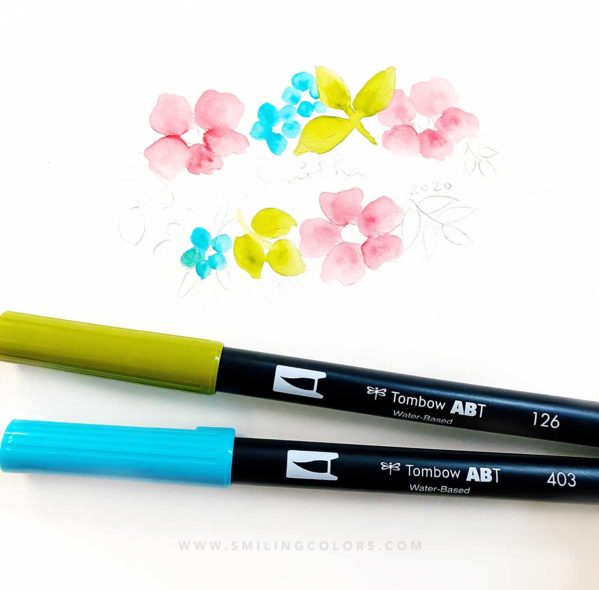 watercolor pen flowers step by step tutorial