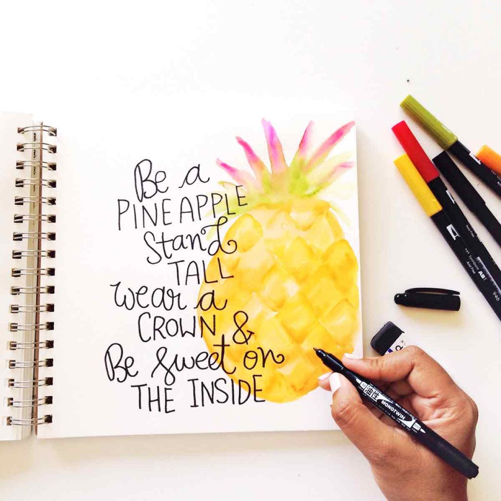 be a pineapple quote bee paper sketchbook