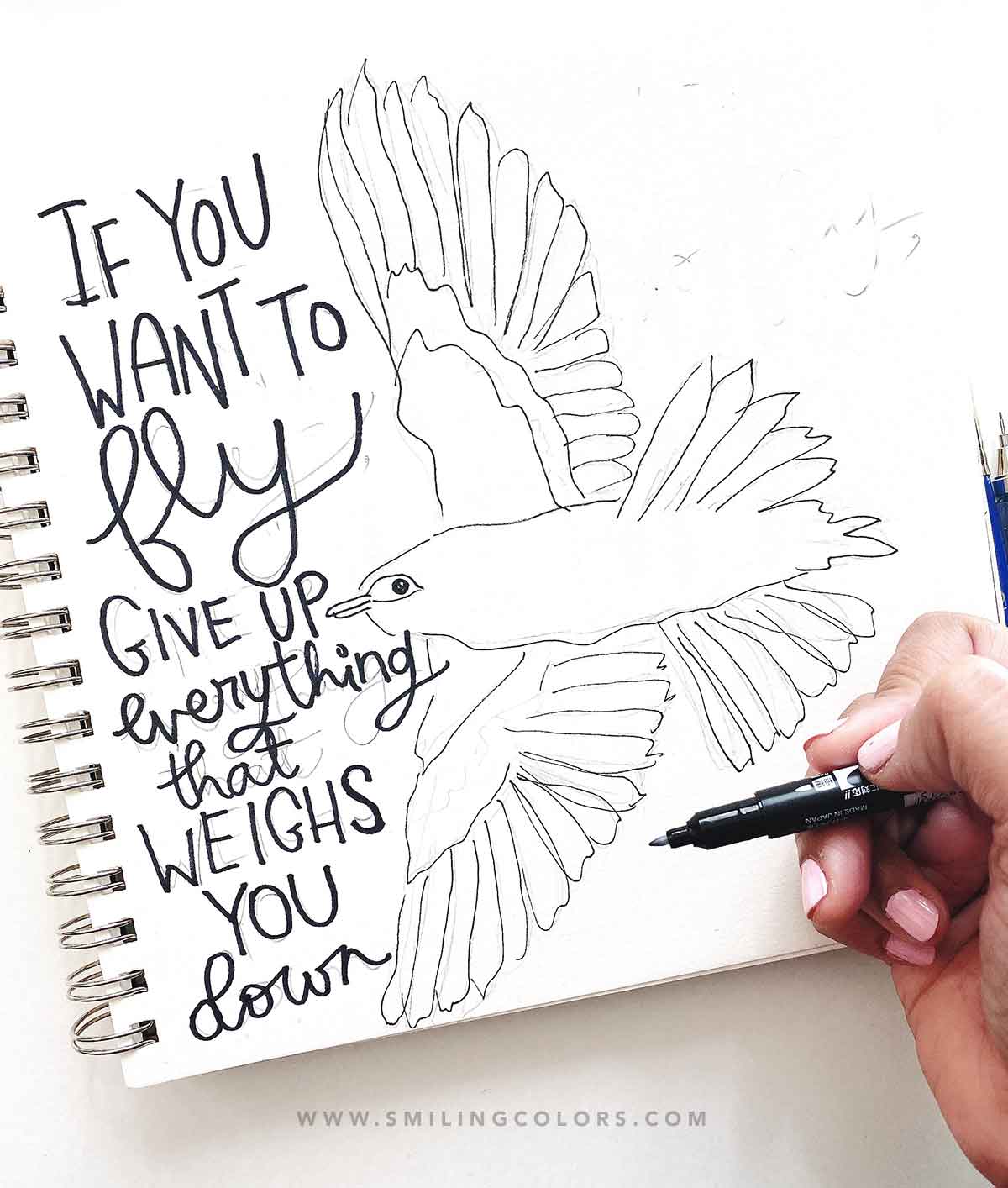 hand lettering quotes mixed media