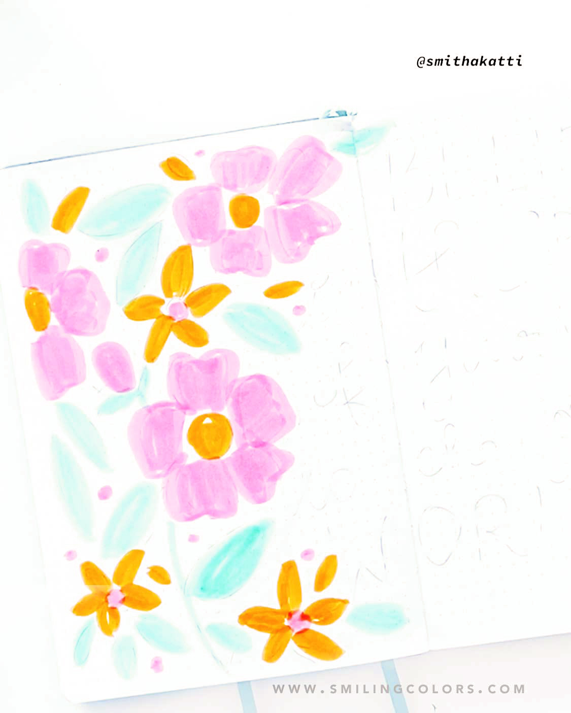 bujo quote page tutorial flower