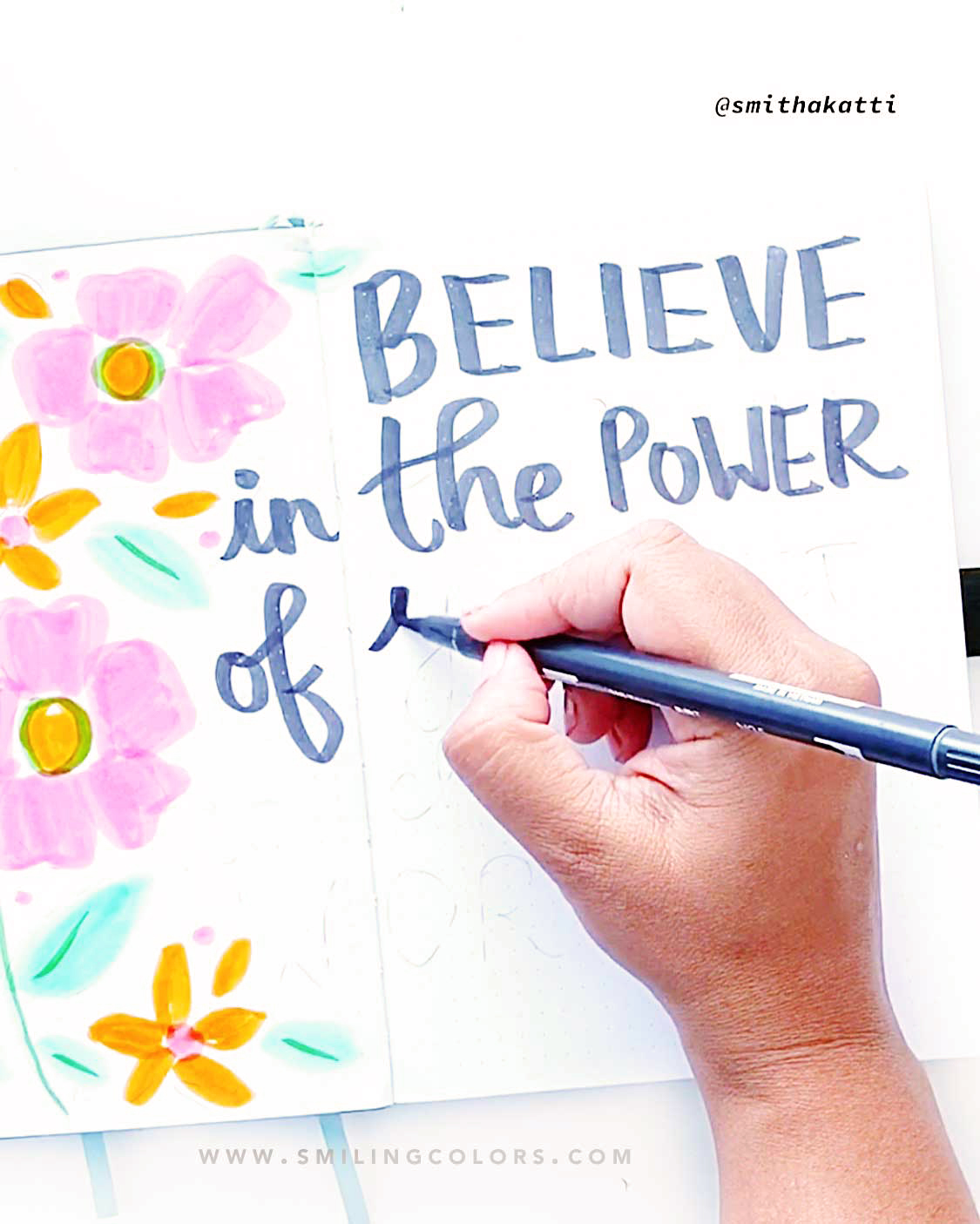 journal quote page tutorial brush pen