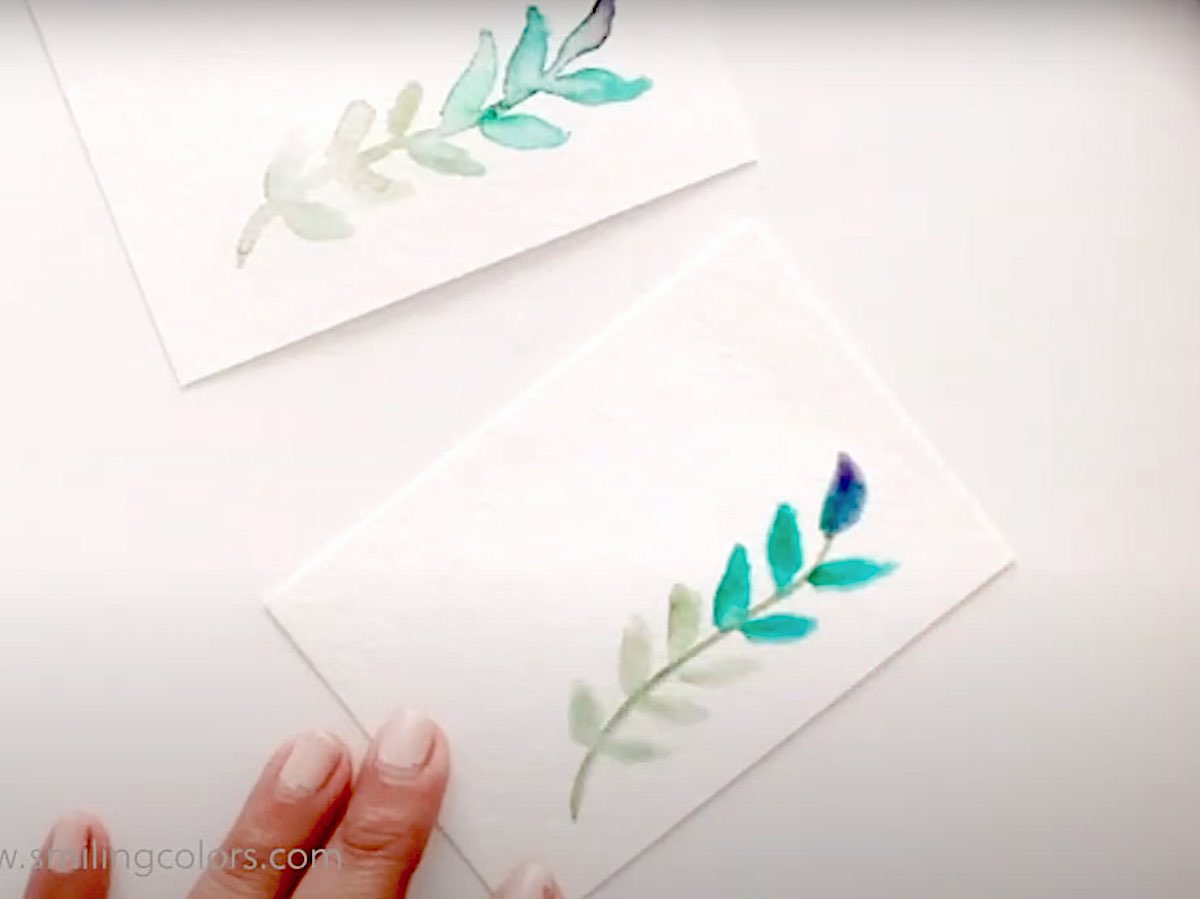 simple watercolor leaves tutorial
