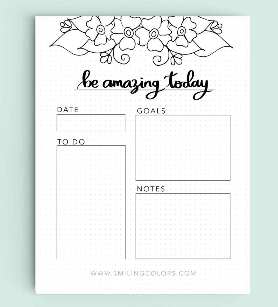 bullet journal printables daily planner