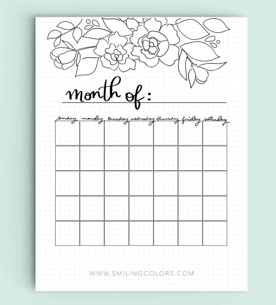 bullet journal printables monthly planner