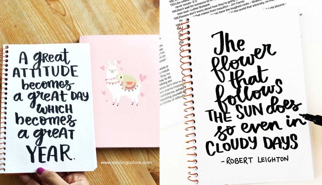 How to fill a sketchbook with 366 quotes