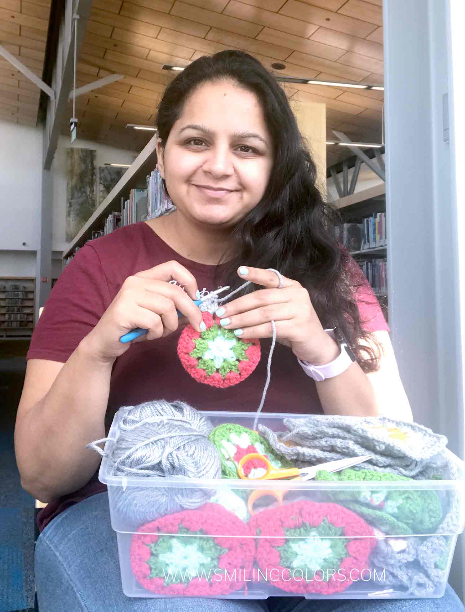 Smitha Crochets granny square circle center pattern