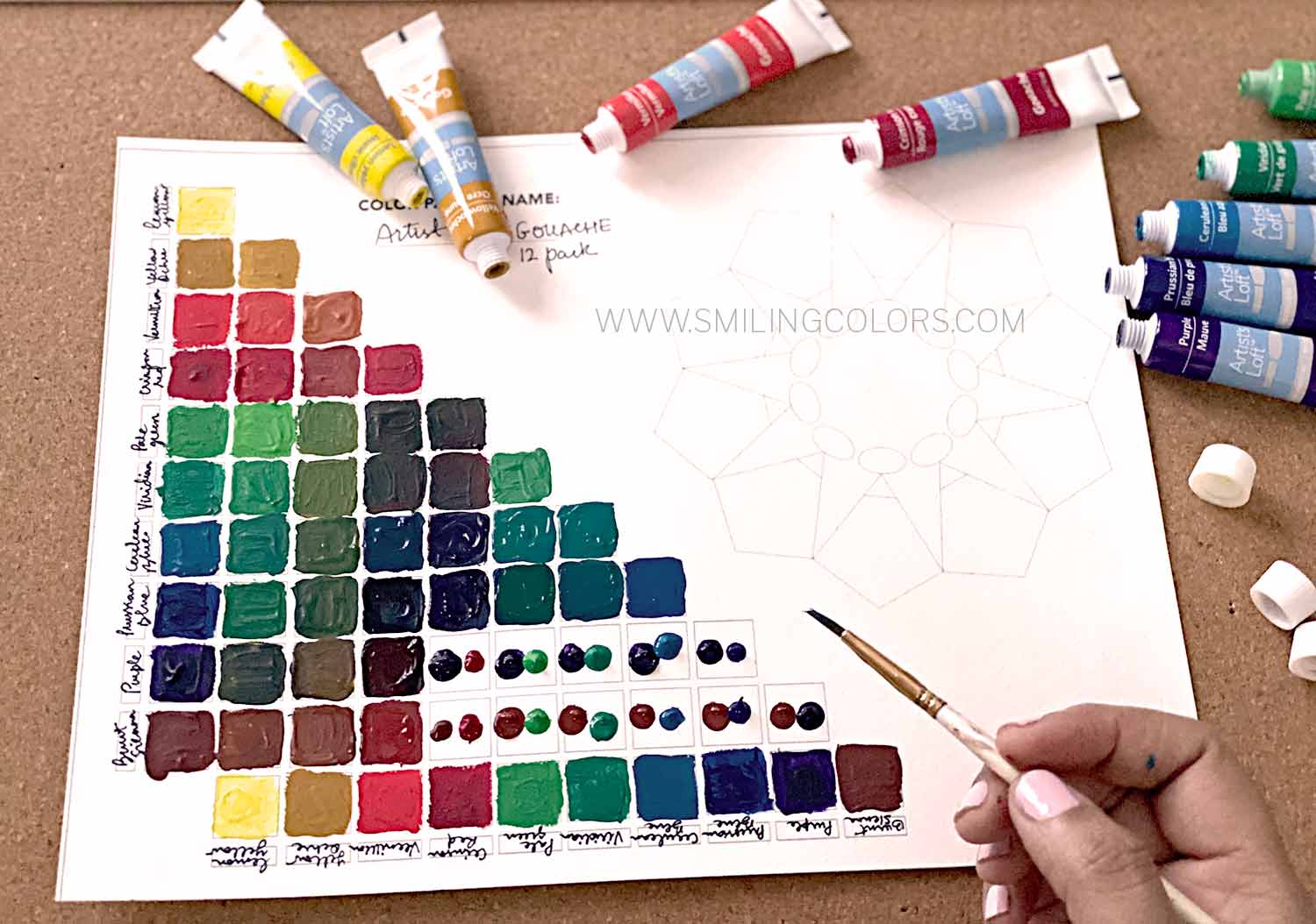 color mixing chart goache painting