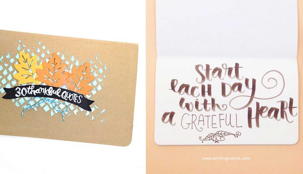 how to fill a sketchbook with 30 thankful quotes