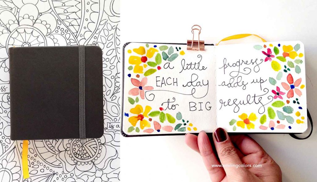 how to fill a sketchbook with 52 quotes