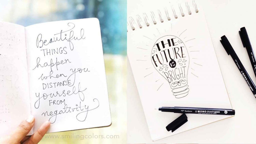 quotes in a sketchbook