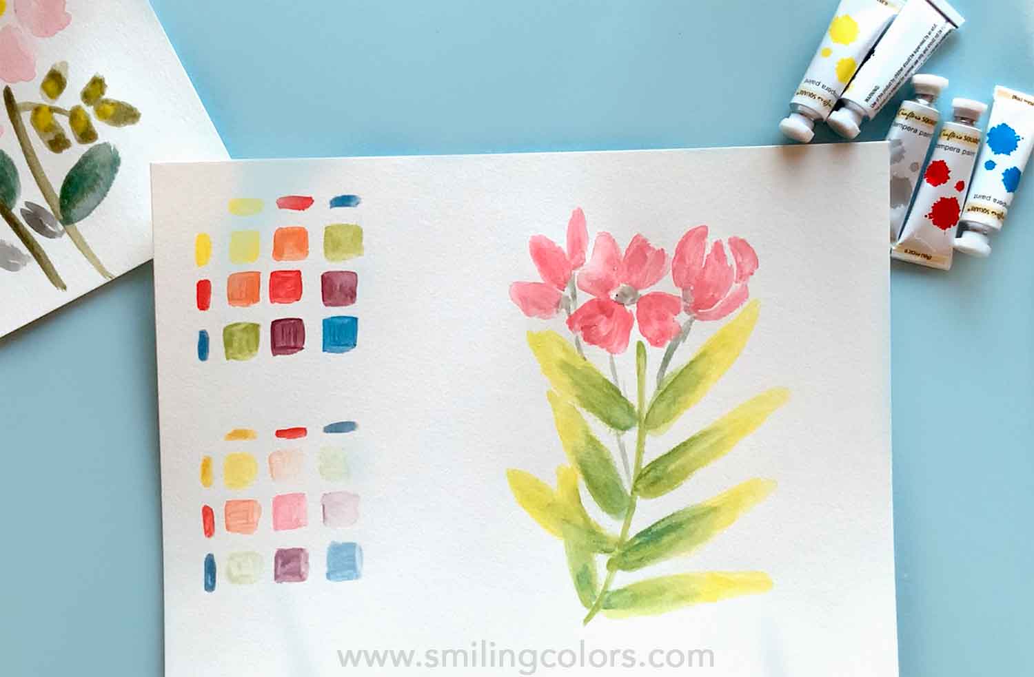 Dollar tree tempera paint flower painting Smiling Colors
