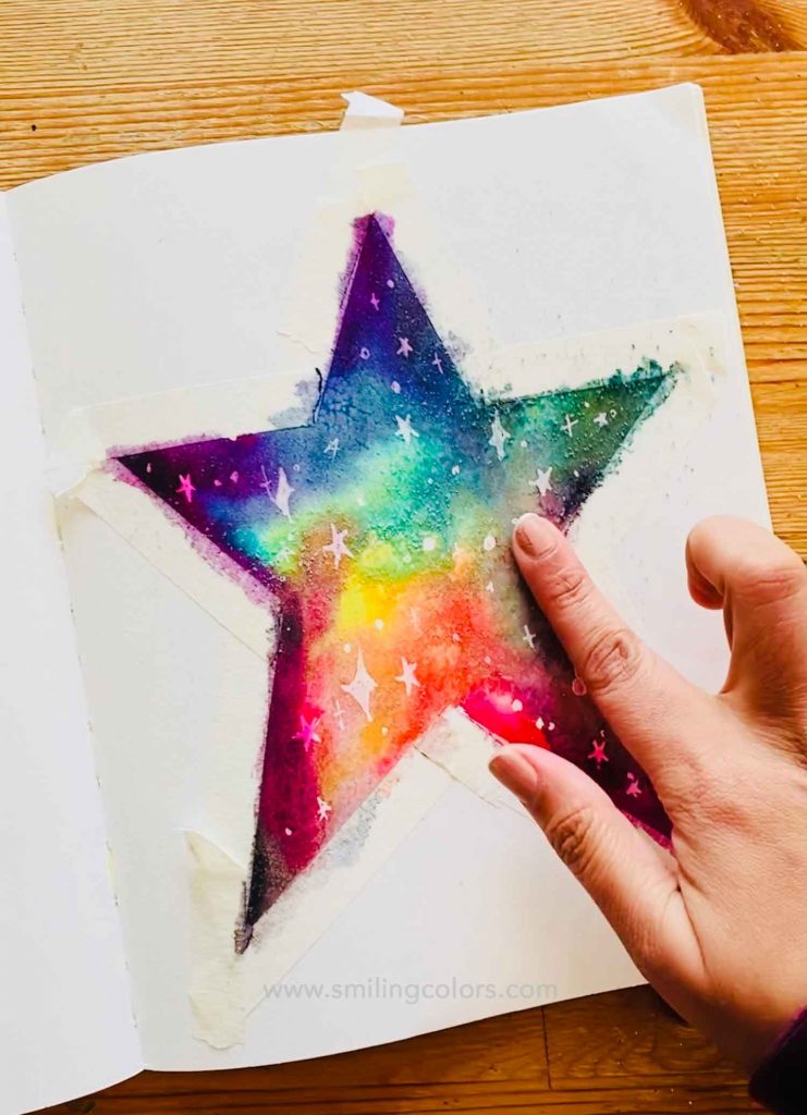 How to paint a colorful Watercolor Galaxy using your Brush Pens8