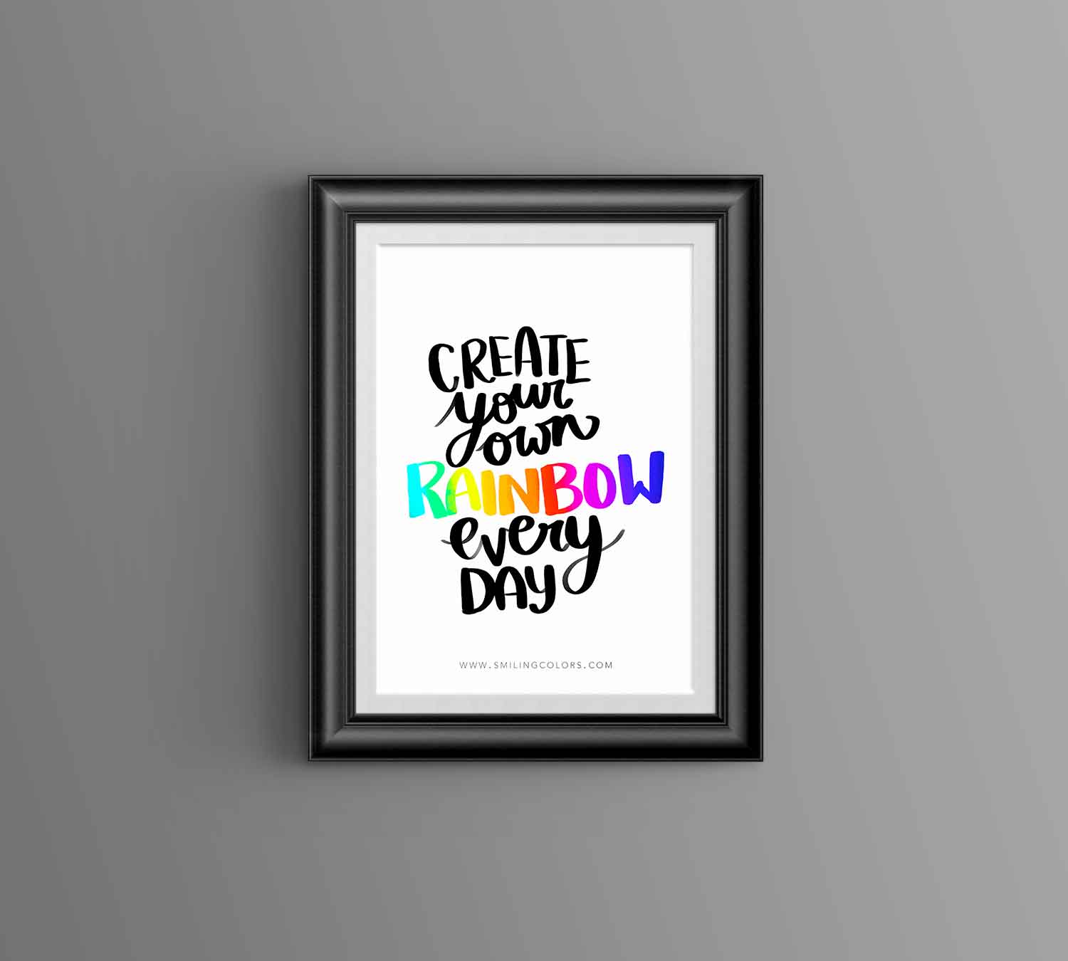 rainbow quote in black frame
