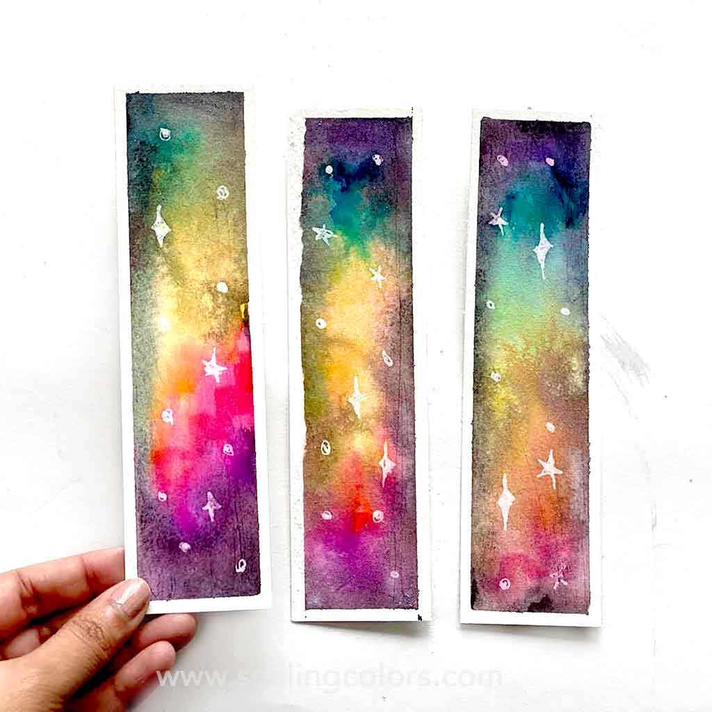 galaxy watercolor bookmarks