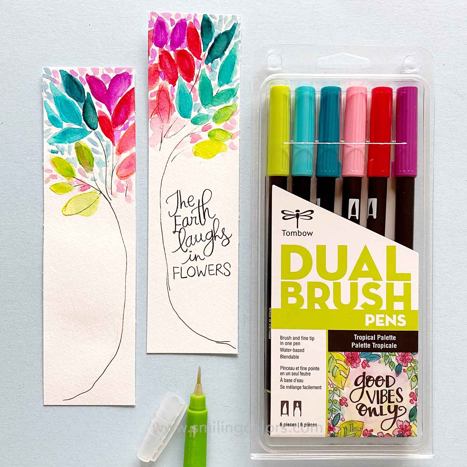 watercolor tree bookmarks