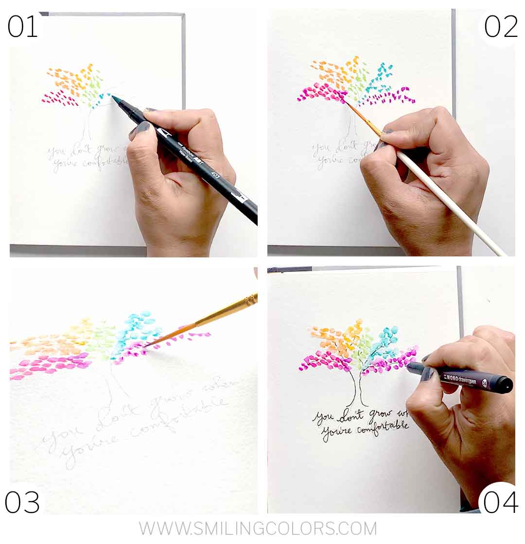 2 Easy Ways to Paint a Colorful Watercolor Tree