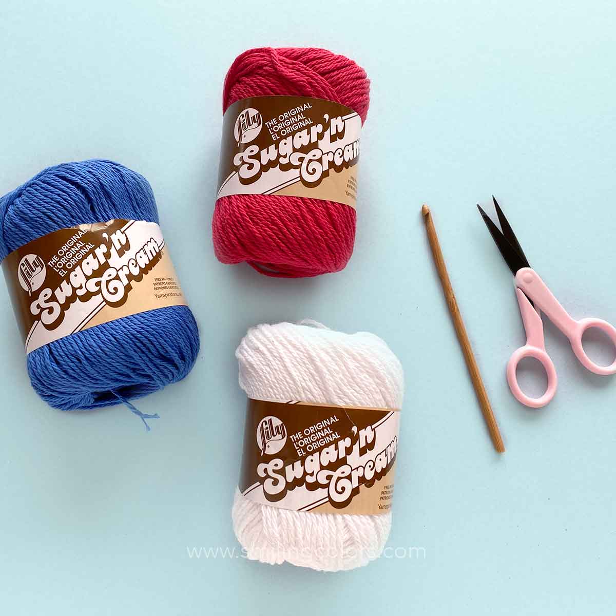 cotton yarn red white blue