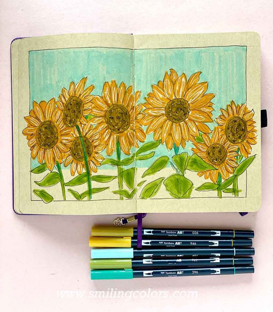 how to draw a sunflower