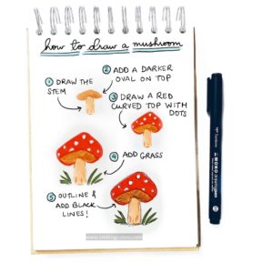 Easy Mushroom Drawing Step by step colorful
