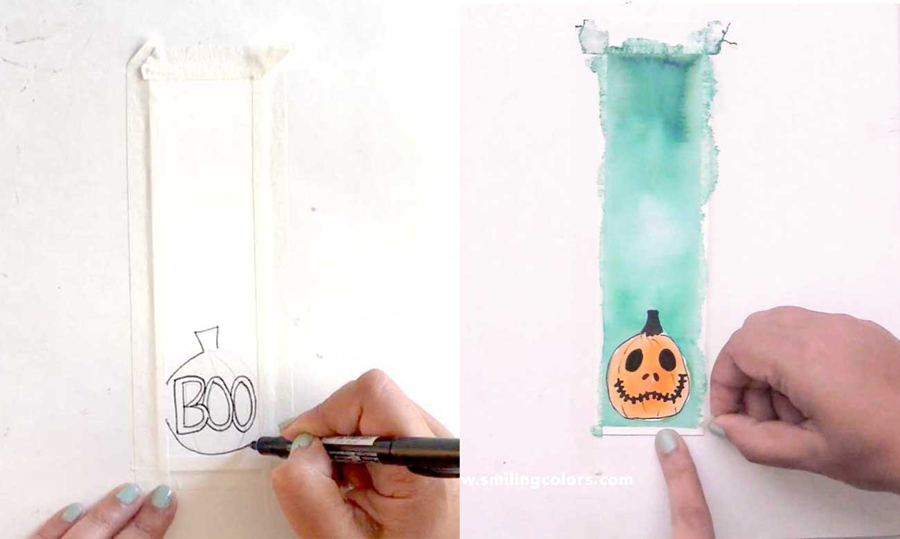 Halloween bookmarks brush pen