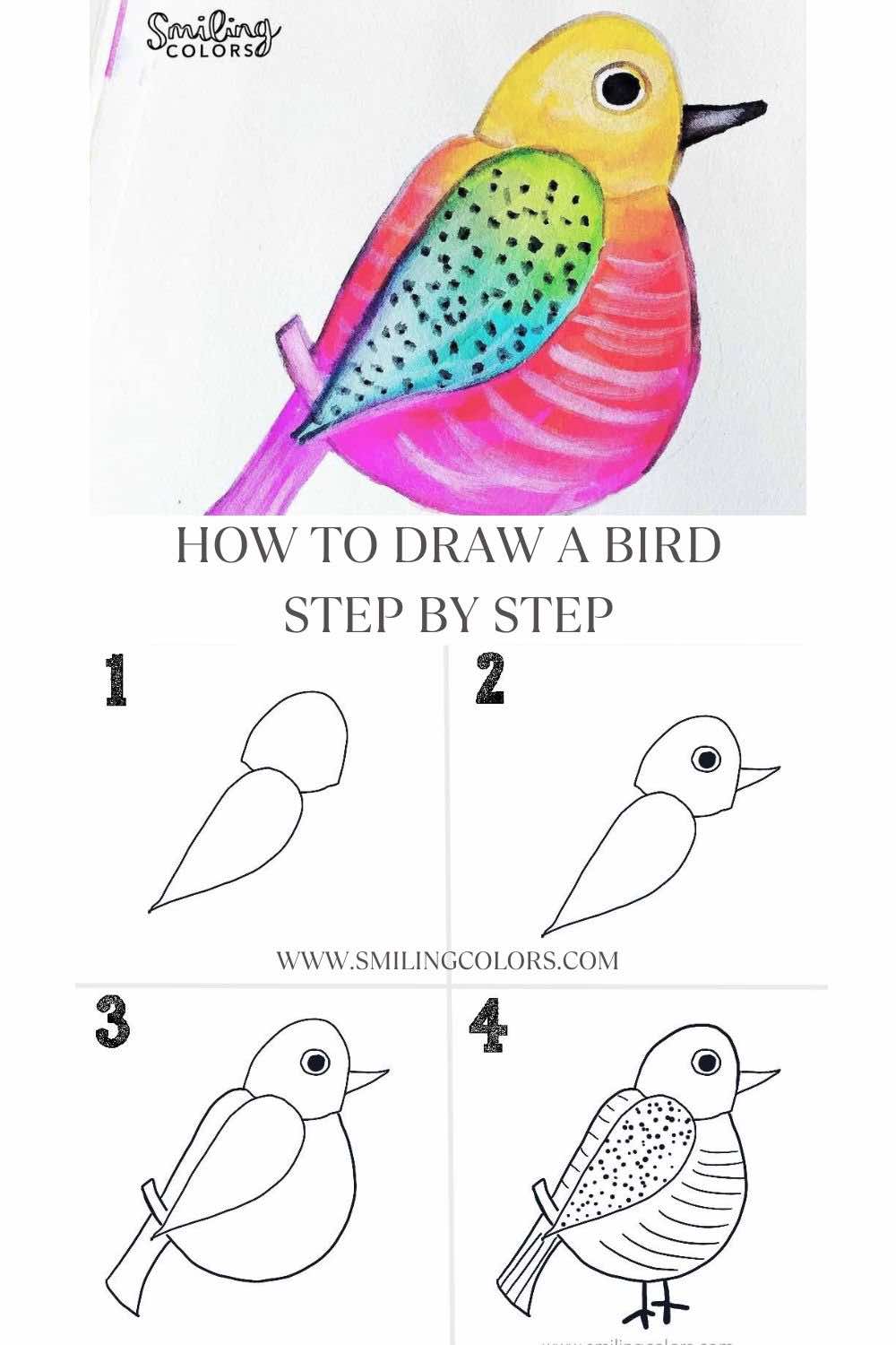 how to draw a bird tutorial