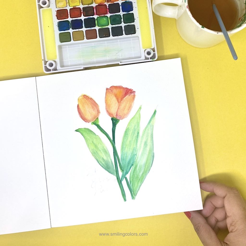 How to paint a Tulips in Watercolor