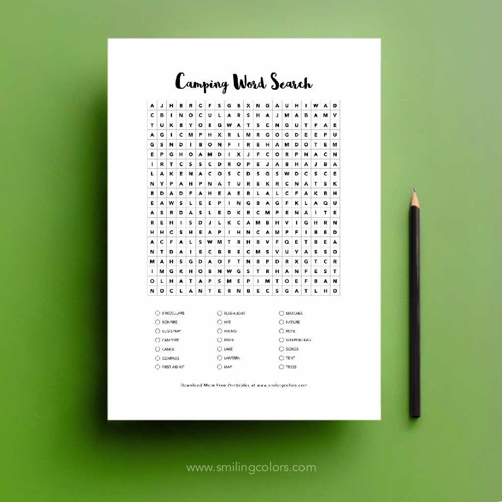 Printable Camping Word Search