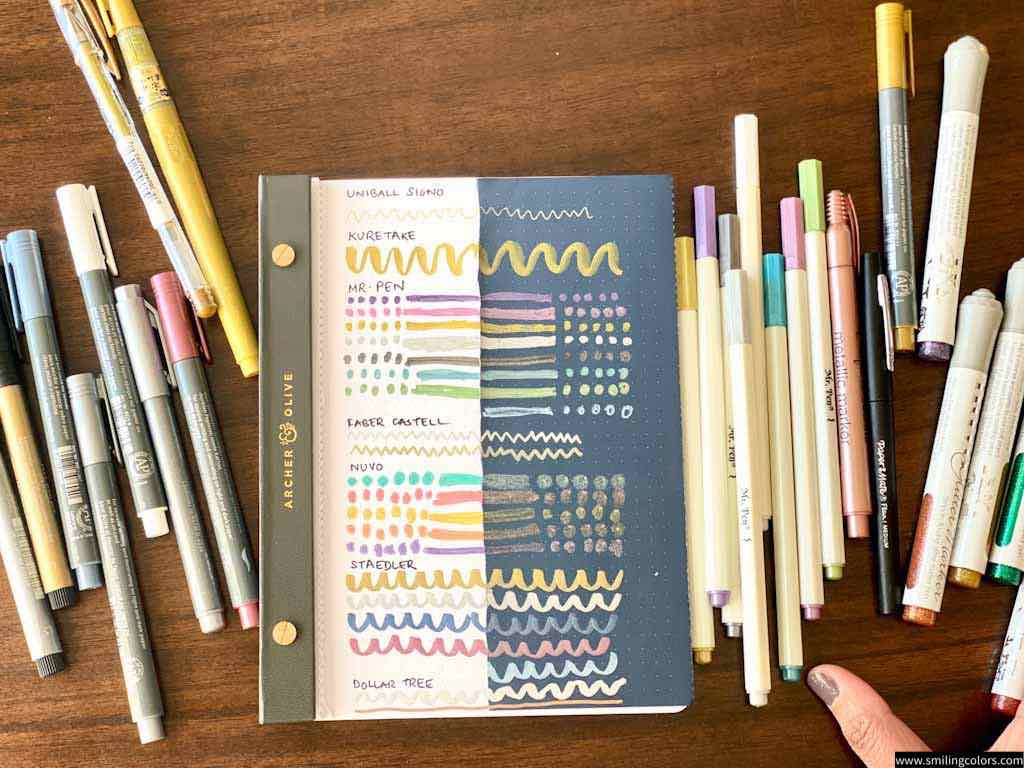 Metallic pens and metallic markers